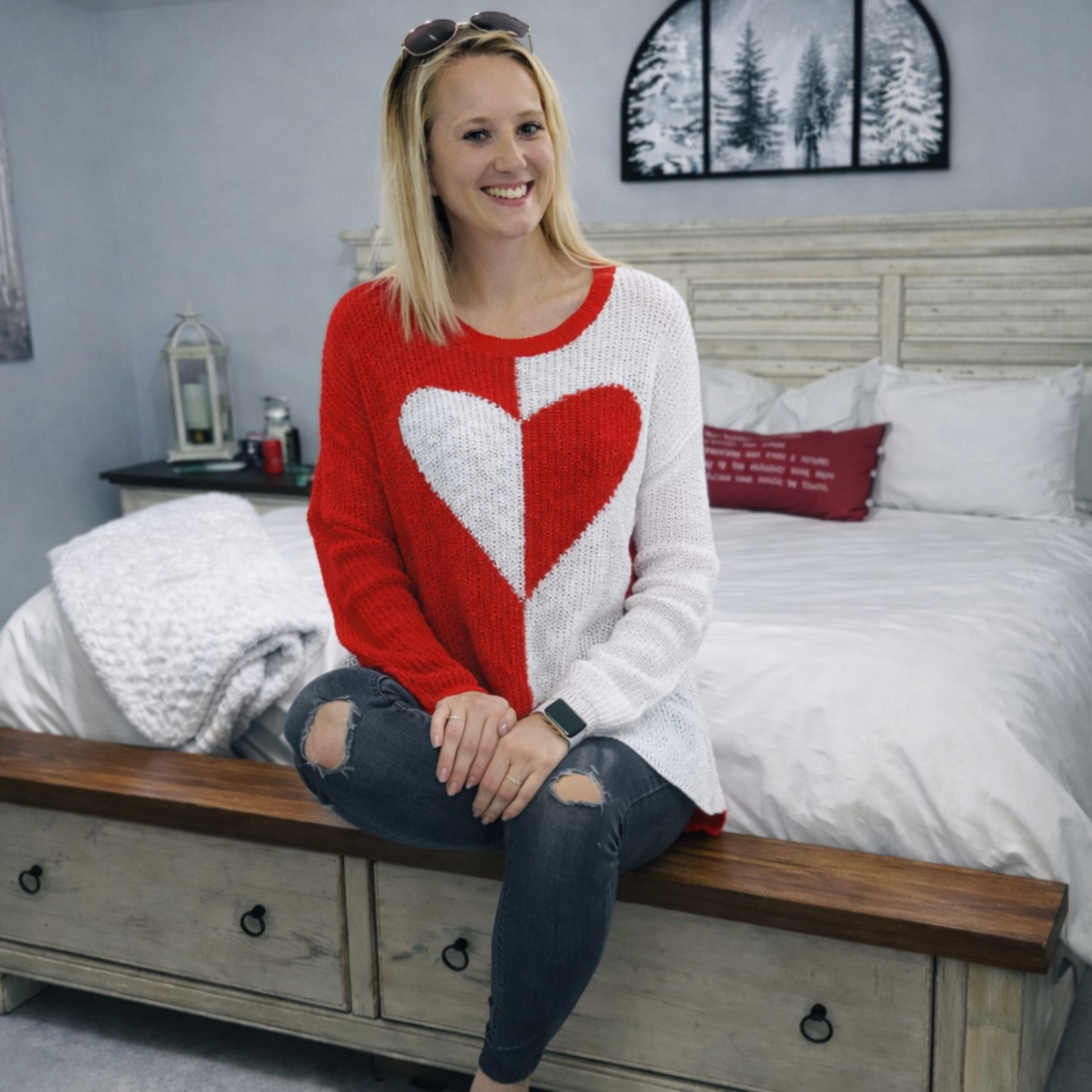 Two Toned Heart Sweater