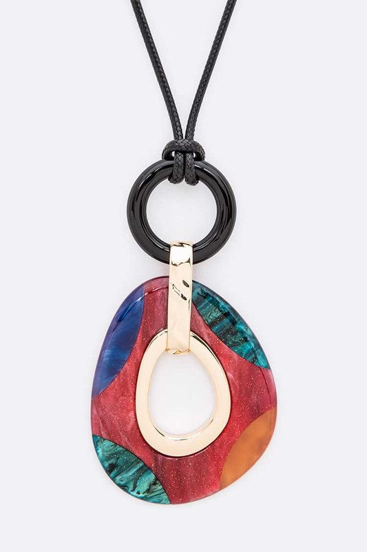 Mix Tone Large Resin Pendant Necklace Set