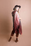 Herringbone Tweed Hooded Frayed Edge Poncho - Multiple Color Options