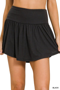 Wide Band Tennis Skirt with Zippered Back Pocket - Multiple Colors