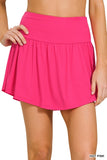 Wide Band Tennis Skirt with Zippered Back Pocket - Multiple Colors