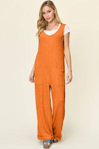 Textured Sleeveless Wide Leg Jumpsuit - Multiple Color Options