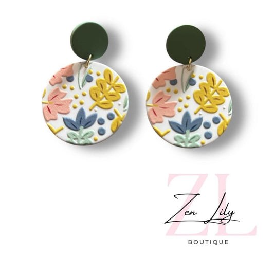 Round Floral Earrings - 2 Options