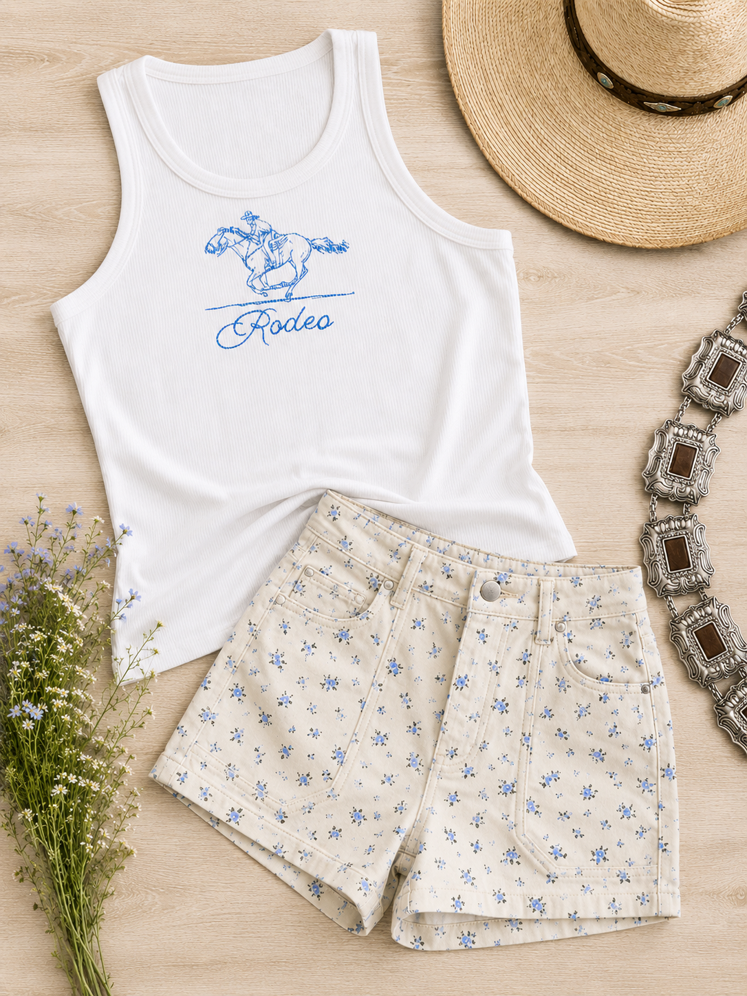 Embroidered Rodeo Ribbed Tank