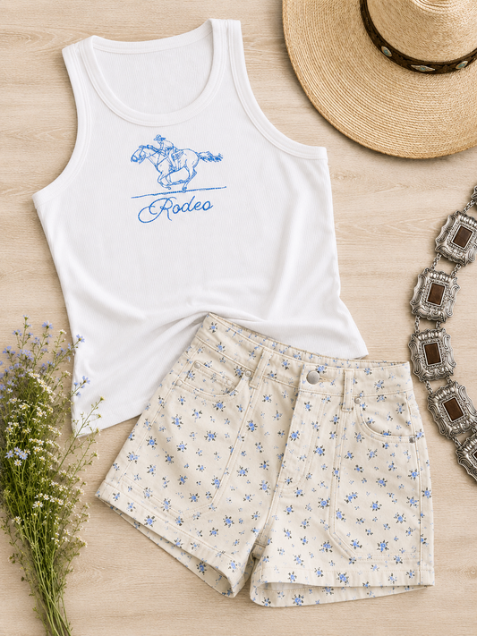 Floral Denim Shorts