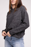 Hooded Brushed Melange Hacci Sweater - Multiple Colors Available