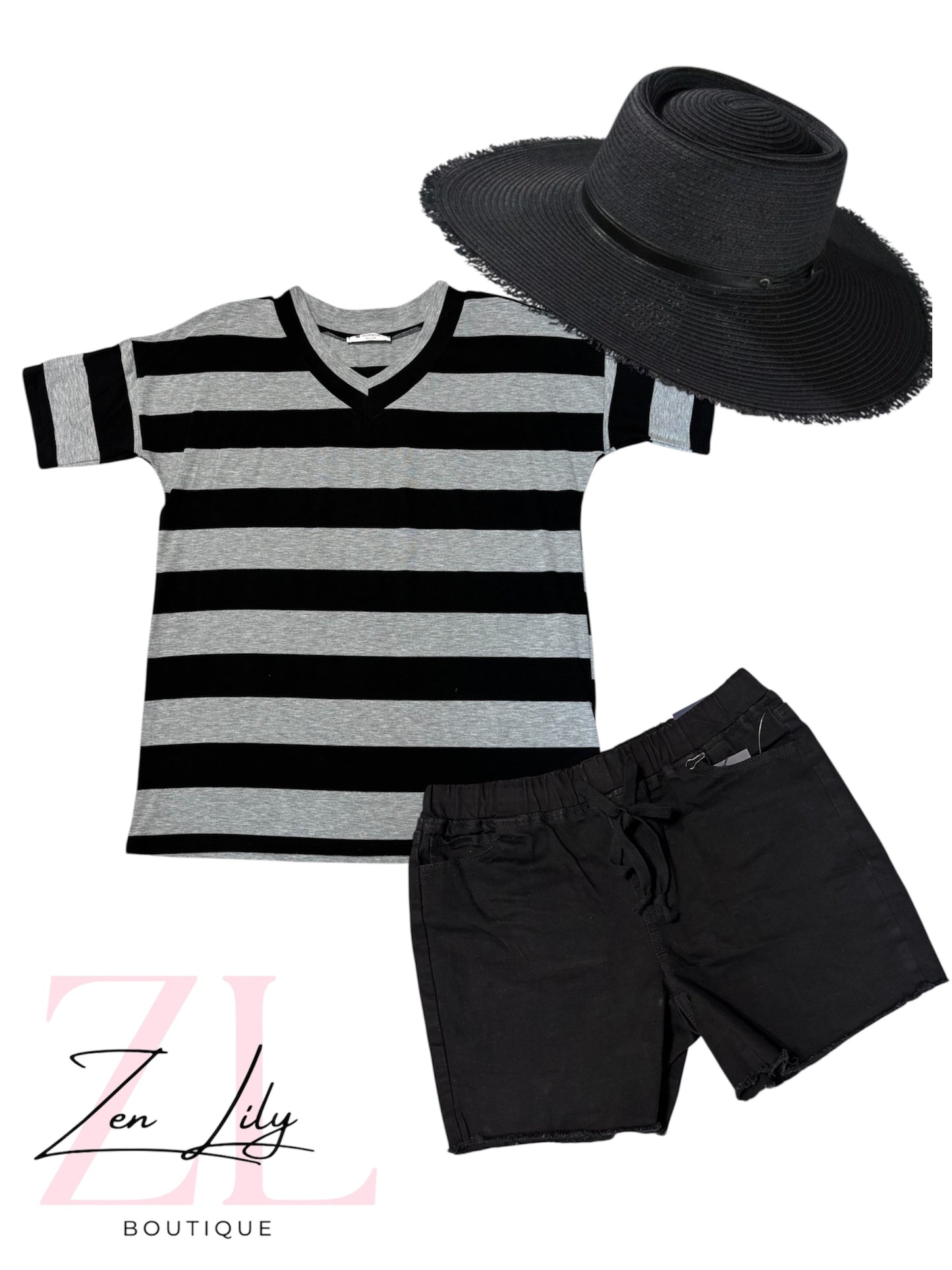 V-Neck Striped Tee