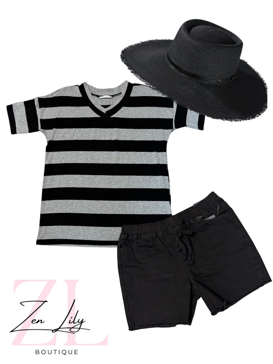 V-Neck Striped Tee