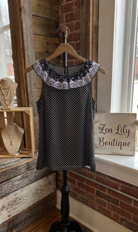 Embroidered Polka Dot Top