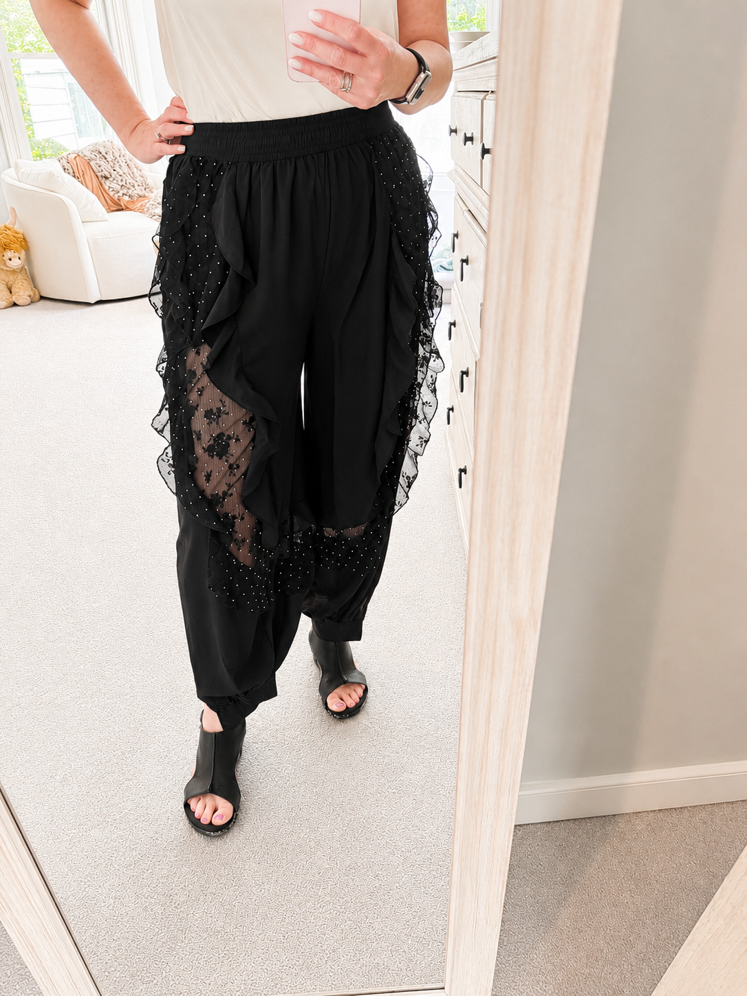 Lace, Ruffles and Stud Joggers