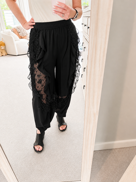 Lace, Ruffles and Stud Joggers
