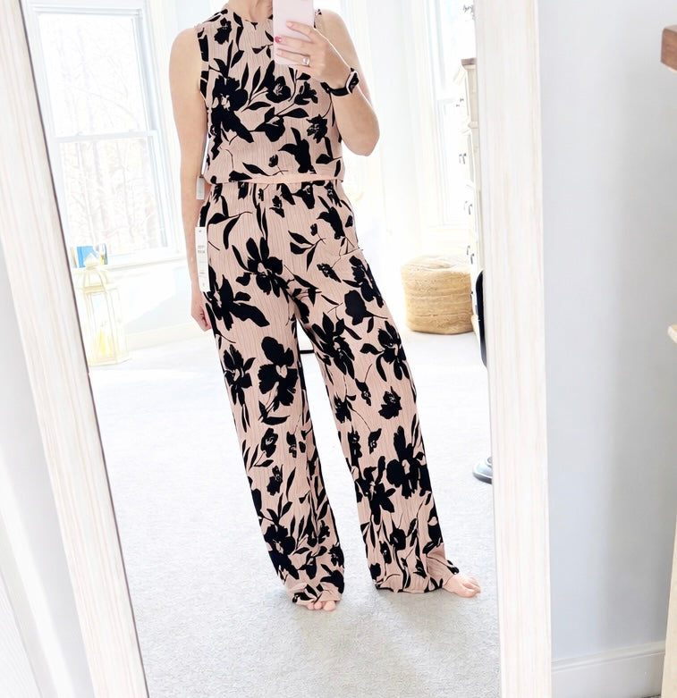 Crinkled Floral Print Set