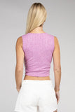 Ribbed Scoop Neck Cropped Sleeveless Top - 7 Color Options