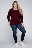 Plus Luxe Rayon Boat Neck 3/4 Sleeve Top- Multiple color options