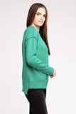 Melange Hi-Low hem Round Neck Sweater - Multiple Colors Available