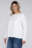 Plus Cotton Crew Neck Long Sleeve T-Shirt - Multiple color options