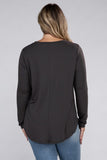 Plus Long Sleeve Round Neck Round Hem Top - 5 Color Options