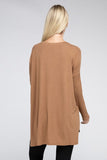 Dolman Long Sleeve V-Neck Side Slit High-Low Hem Top - Multiple color options