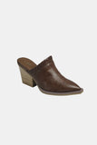 Pointy Toe Slip On Chunky Mules in Coffee