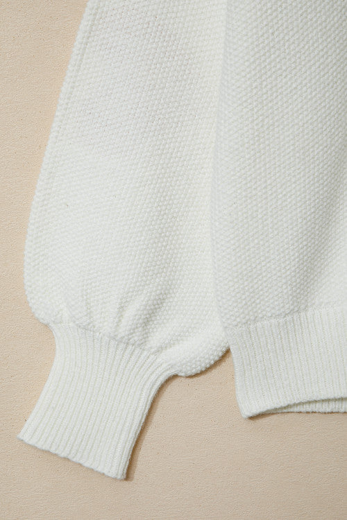 Chenille Feel Drop Shoulder Heart Sweater