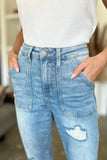 Distressed Straight Jeans with Patch Pockets