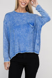 Washed Ribbed Dolman Sleeve Round Neck Top - 3 Color Options