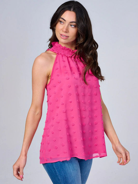 Swiss Dot Halter Top in Pink