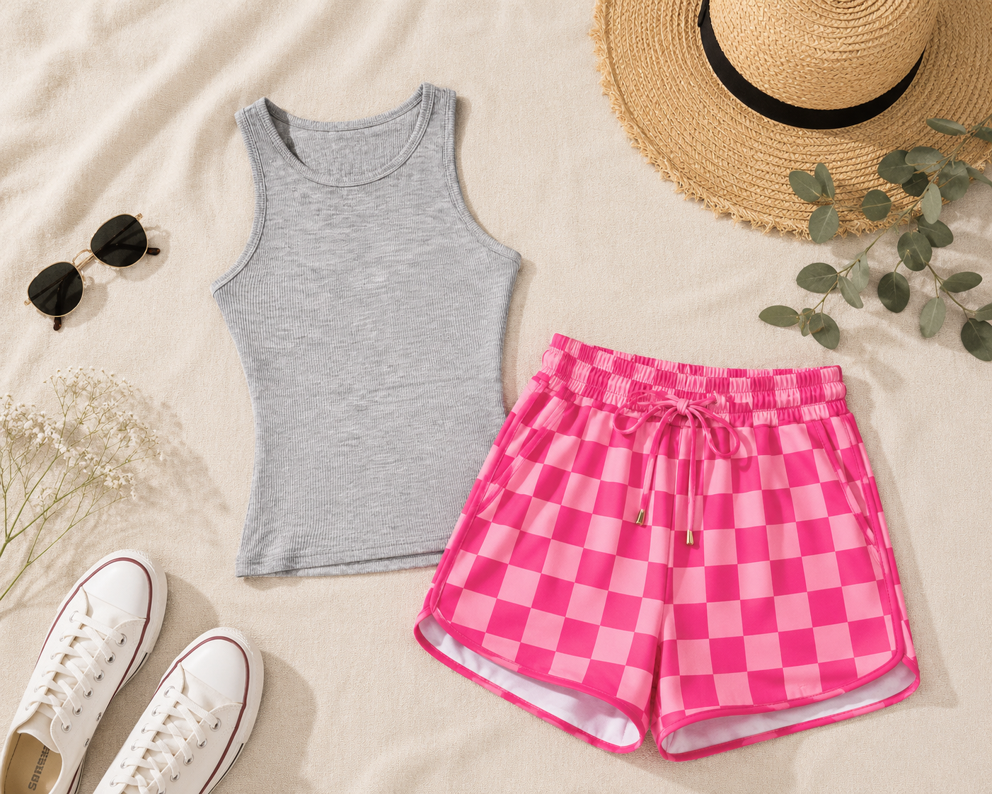 Checkered Shorts in Pink