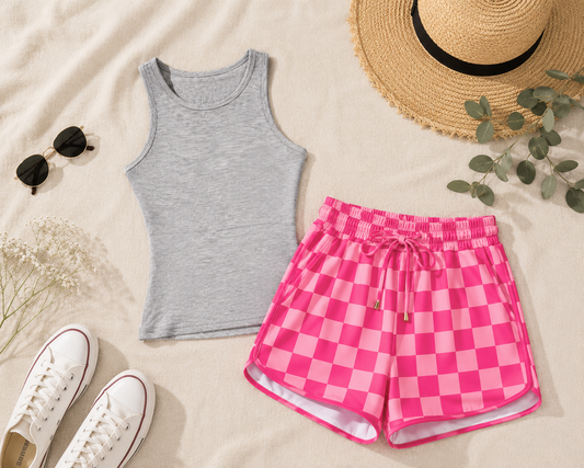 Checkered Shorts in Pink