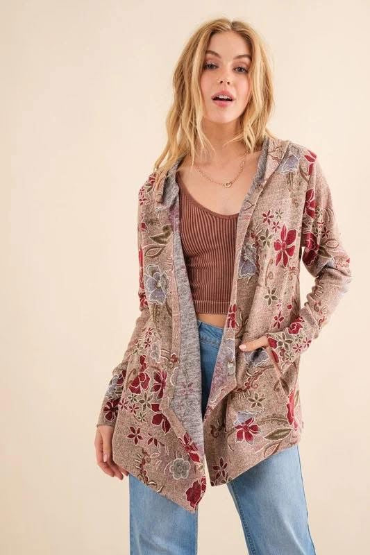 Light Weight Hooded Cardigan With Pockets
