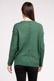 Melange Hi-Low hem Round Neck Sweater - Multiple Colors Available