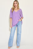 Bamboo V-Neck Drop Shoulder Tee - Multiple Color Options