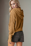 Waffle-Knit Zip Up Long Sleeve Hooded Jacket - Multiple colors