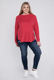 Plus Melange Baby Waffle Long Sleeve Top - Multiple Colors Available