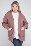 Plus Low Gauge Waffle Open Cardigan Sweater - Multiple Colors Available