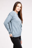 Melange Hi-Low hem Round Neck Sweater - Multiple Colors Available