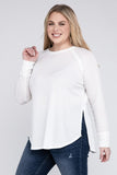 Plus Melange Baby Waffle Long Sleeve Top - Multiple Colors Available