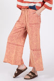 Mineral Washed Terry Wide Leg Pants in Raspberry