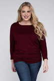 Plus Luxe Rayon Boat Neck 3/4 Sleeve Top- Multiple color options