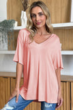 Bamboo V-Neck Drop Shoulder Tee - Multiple Color Options