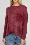 Washed Ribbed Dolman Sleeve Round Neck Top - 3 Color Options