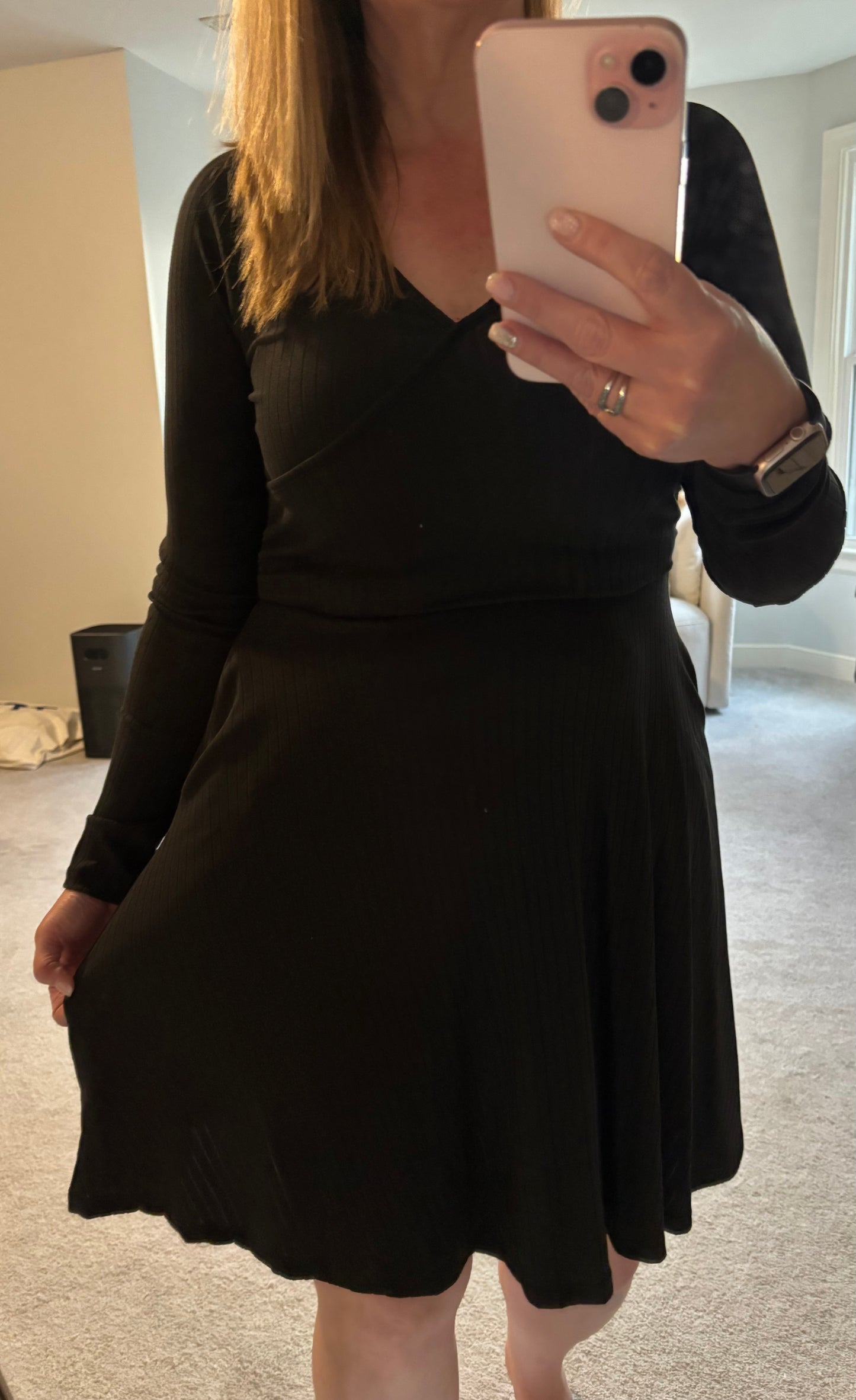 Faux Wrap Ribbed Dress