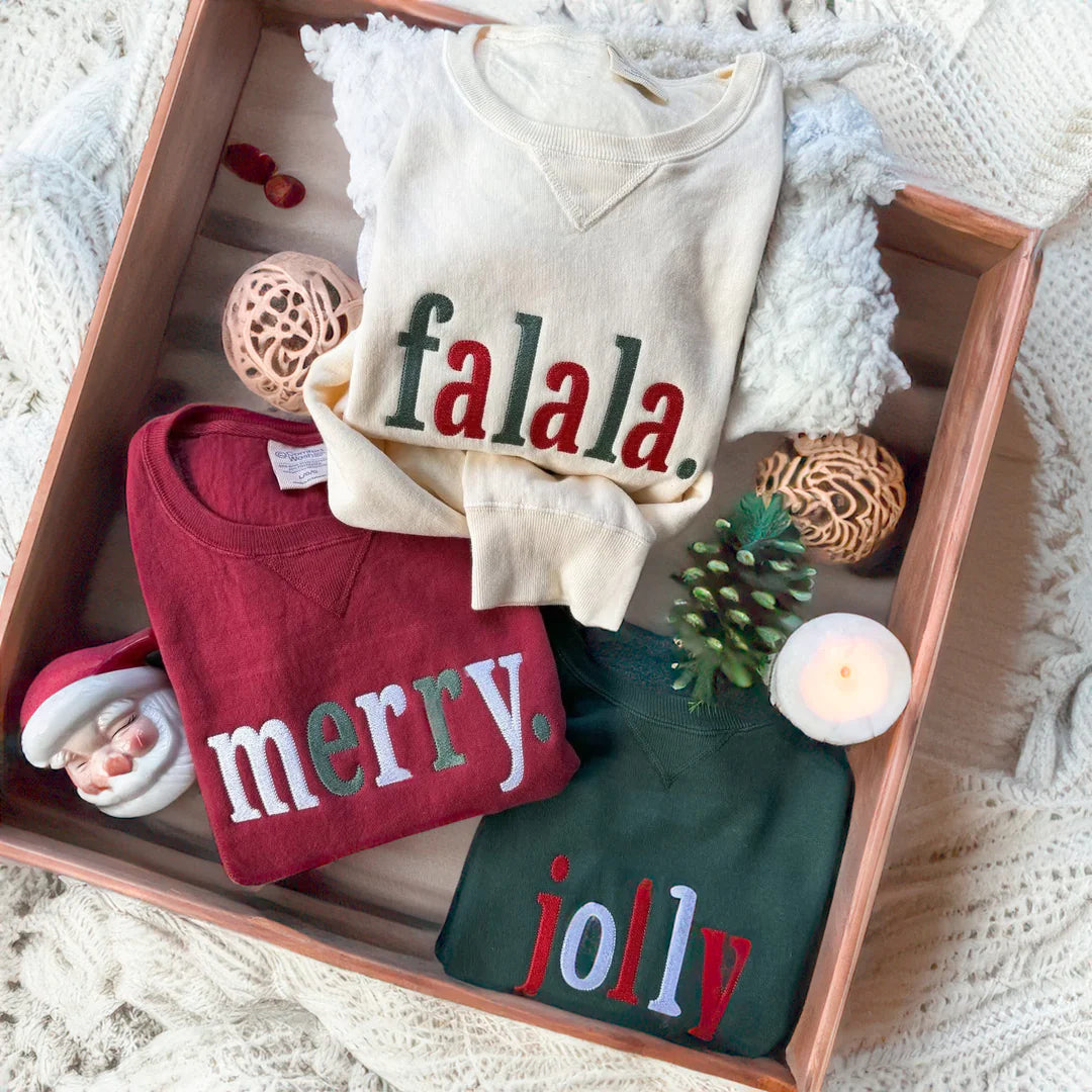 Christmas Saying Embroidered Sweatshirt