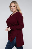 Plus Dolman Sleeve V-Neck Side Slit Hi-Low Hem Top - Multiple color options