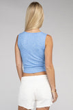 Ribbed Scoop Neck Cropped Sleeveless Top - 7 Color Options