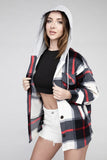 Plaid Drawstring Hooded Fleece Shacket - Multiple colors