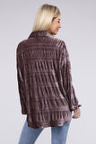 Wrinkle Effect Tiered Shirring Velvet Shirt - Multiple Color Options