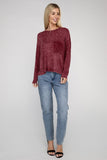 Washed Ribbed Dolman Sleeve Round Neck Top - 3 Color Options