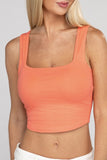 Cotton Square Neck Cropped Cami Top - 6 Color Options