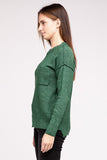 Melange Hi-Low hem Round Neck Sweater - Multiple Colors Available